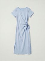 Robe longue t-shirt nouée à la taille - Stella - Bleu ciel