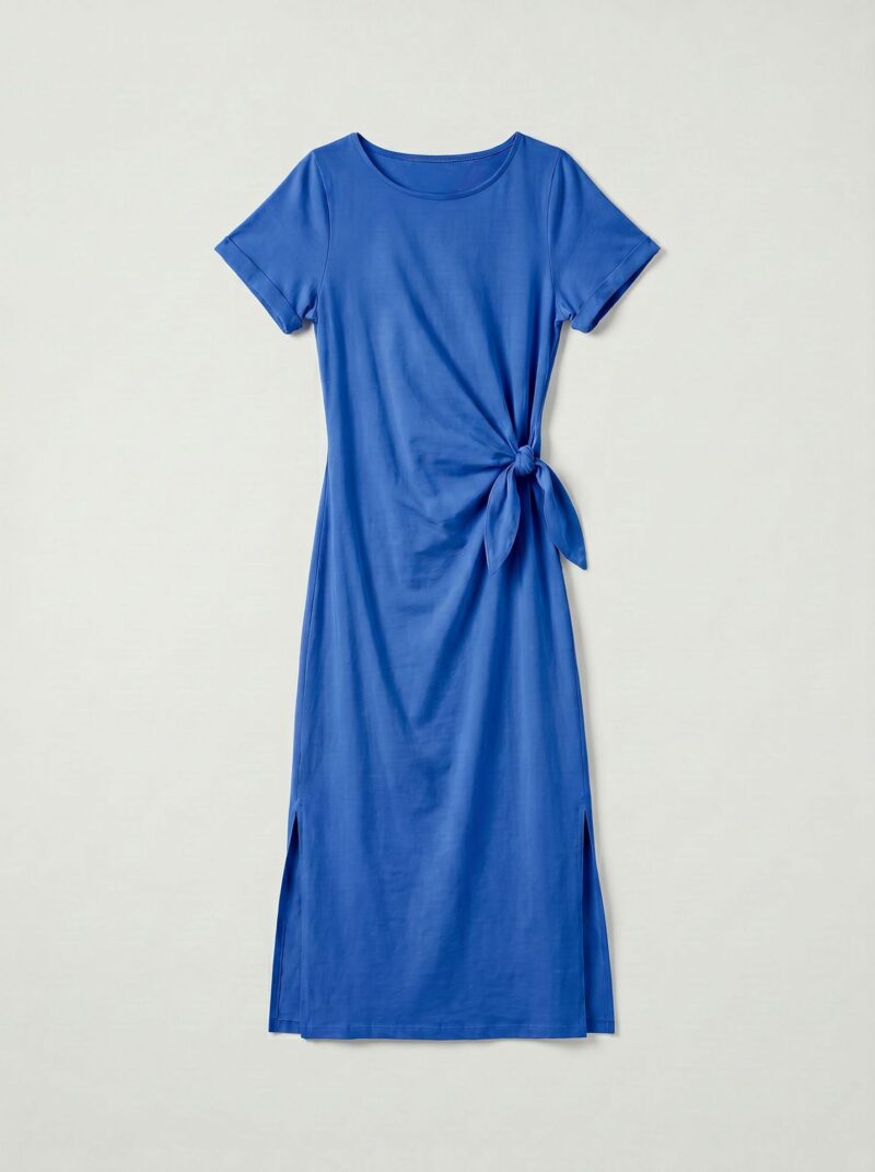 Robe longue t shirt nouee a la taille Stella Bleu electrique Dame 19625 2