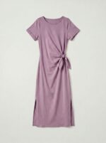 Robe longue t-shirt nouée à la taille - Stella - Lila