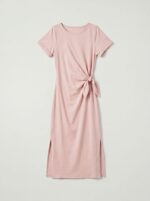 Robe longue t-shirt nouée à la taille - Stella - Rose pastel