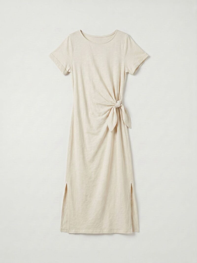 Robe longue t shirt nouee a la taille Stella Sable Dame 19629 2