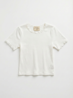 T-shirt côtelé crop à manches courtes - Blanc