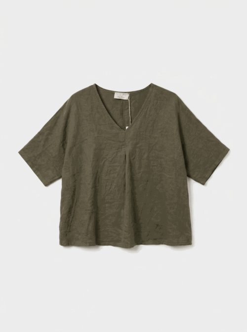 T-shirt loose en lin - Khaki