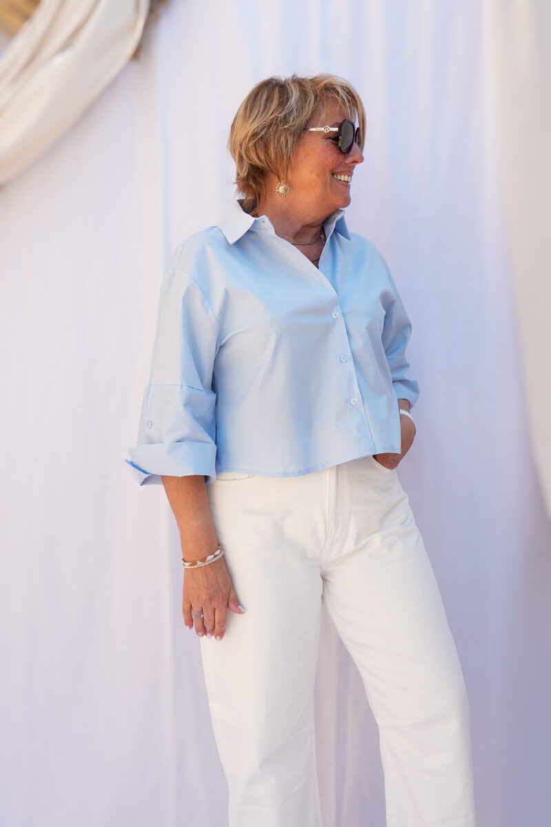 chemise ample manches 3 4 bleu ciel 03