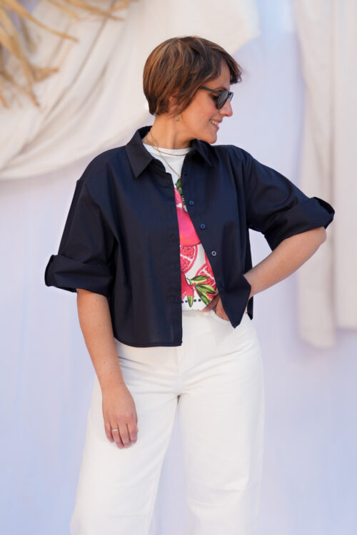 Chemise ample - manches 3/4 - Marine