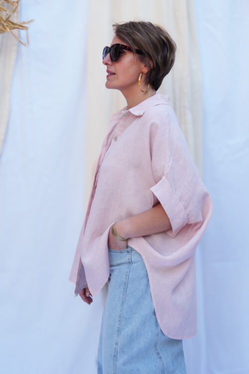 Chemise en lin oversize - Vieux rose