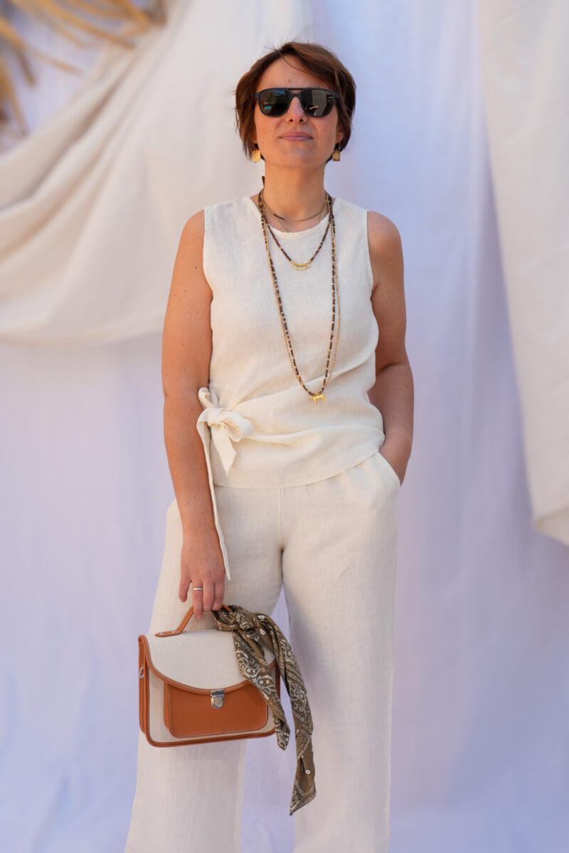 pantalon en lin blanc casse 08