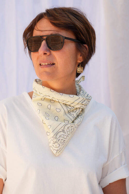 Petit foulard carré type bandana - Beige jaune