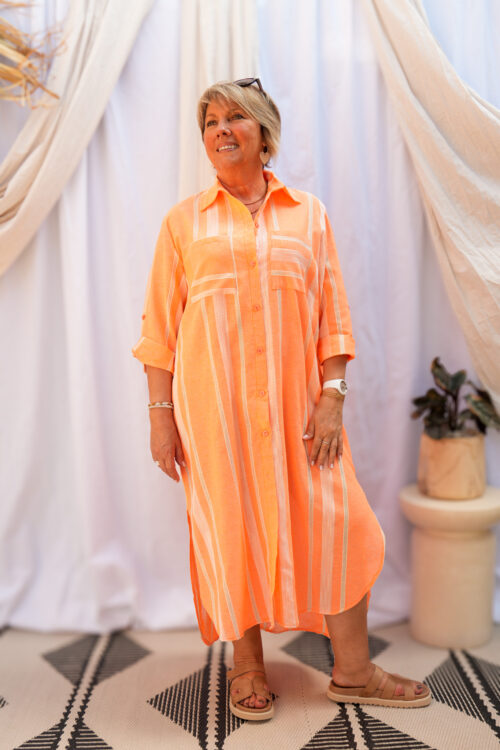 Robe chemise longue - Mathilde - Orange