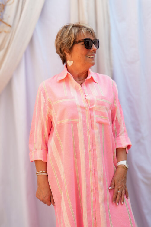 Robe chemise longue - Mathilde - Rose
