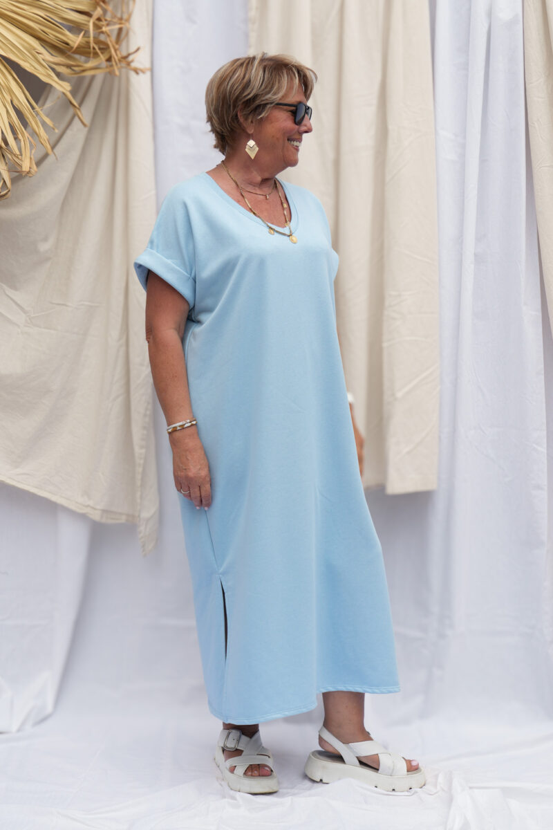 robe longue t shirt a manches courtes carla bleu ciel 03