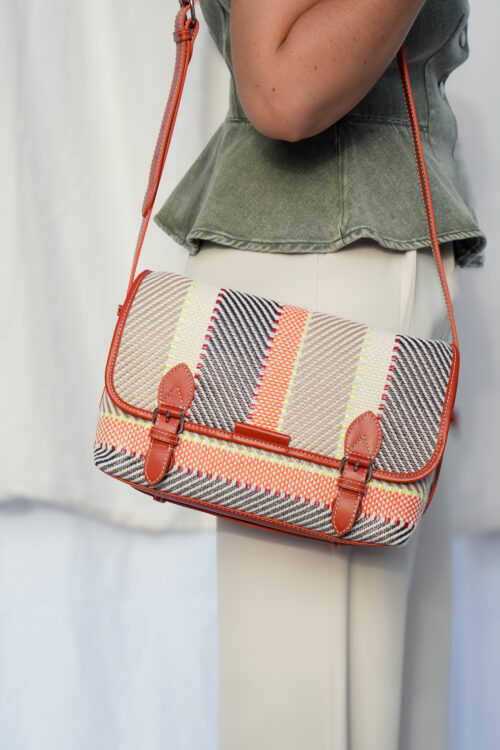 Sac bandoulière en cuir femme - Paul Marius - Loulou Raphia - Multicolore