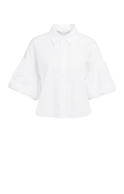 Chemise à manches ballon volumineuses et col chemise - YAYA - Pure White (2)