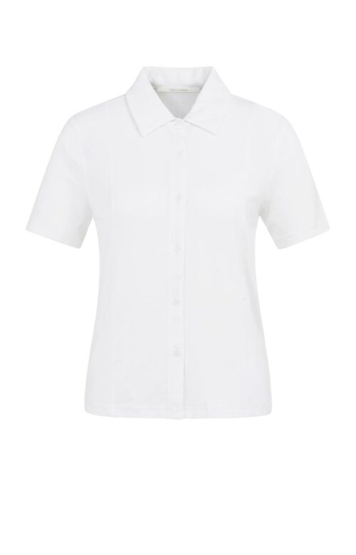 Chemise en jersey, manches courtes, coutures apparentes - YAYA - Pure White (2)
