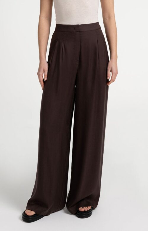 Pantalon large avec élastique au dos - YAYA - Aubergine Purple (2)