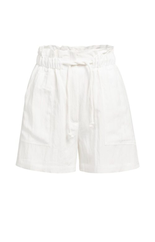Short taille haute froncée, poches cargo - YAYA - Off White Denim (2)