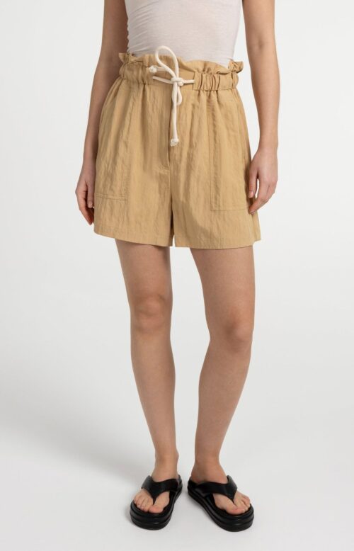 Short taille haute froncée, poches cargo - YAYA - Safari Brown