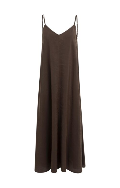 Robe longue à bretelles, col V - YAYA - Aubergine Purple (2)