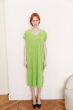 Robe en éponge col v - Erin - vert pomme