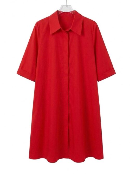 Robe courte en coton glacé - Rouge