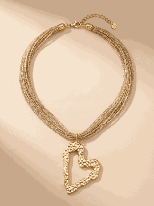 Collier coeur en acier - Love - Doré