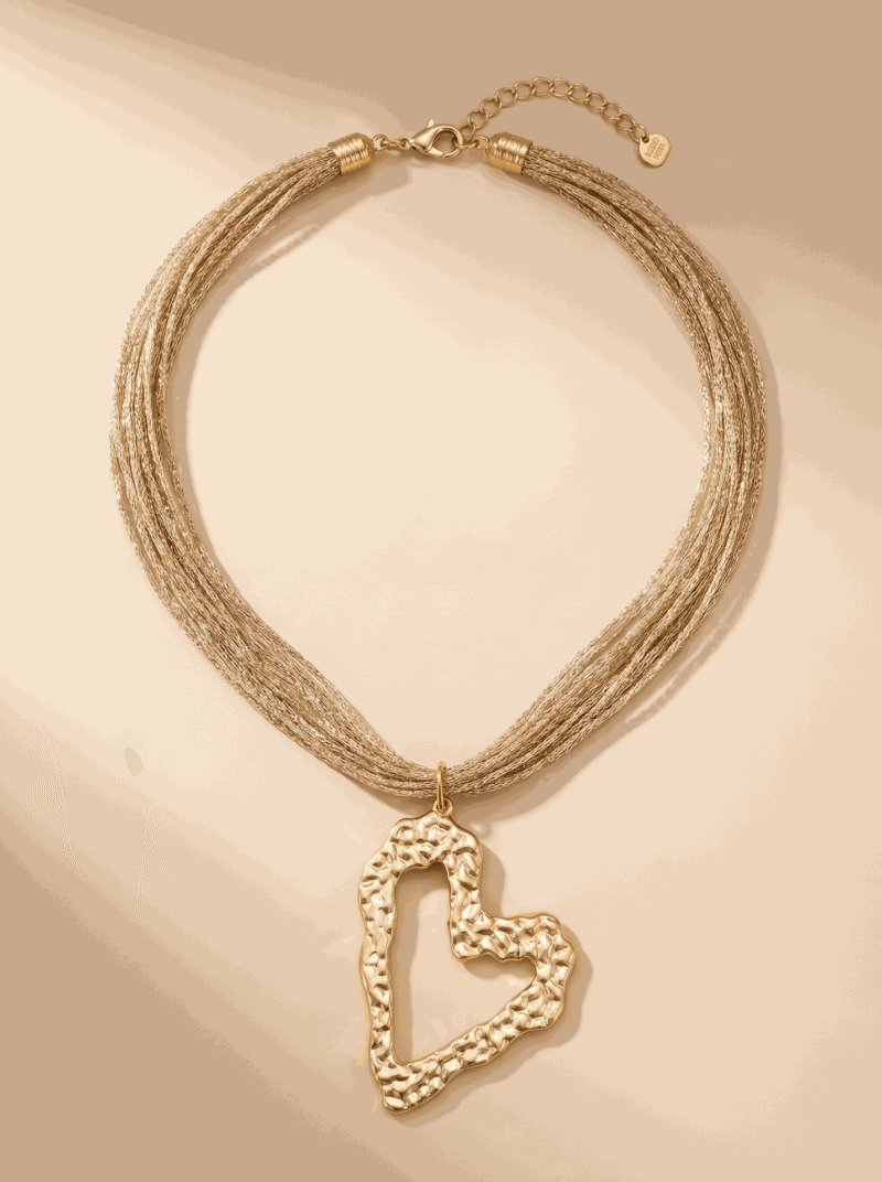 Collier coeur en acier - Love - Doré