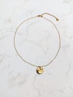 Collier en acier - Disque - Doré