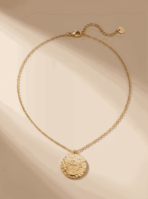 Collier en acier - Soleil Secret - Doré
