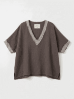 Top manches courtes en gaz de coton - Brun