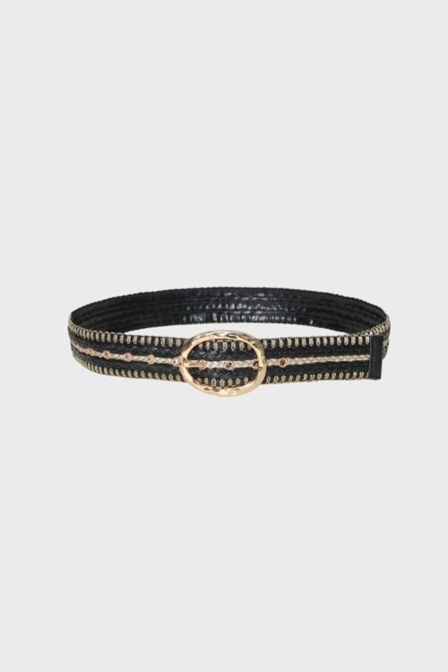 Ceinture en rafia tricolore - Noir