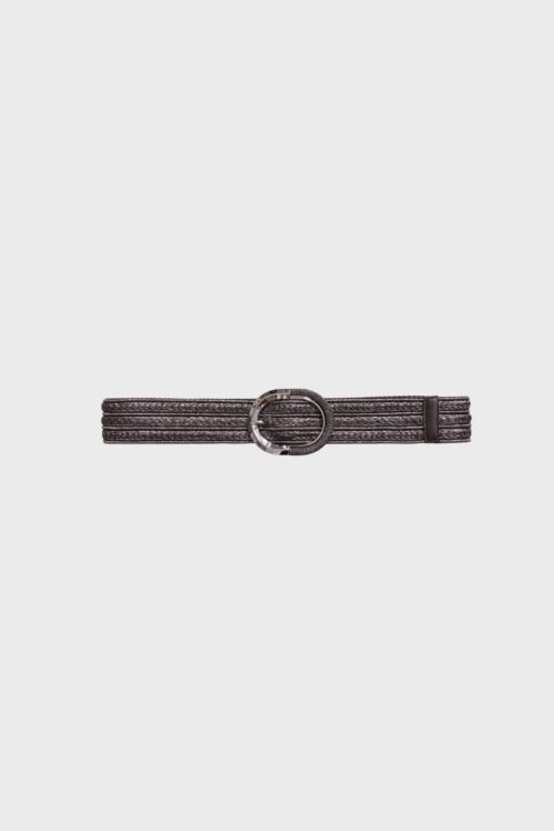 Ceinture - Rafia et boucle dorée - Gris