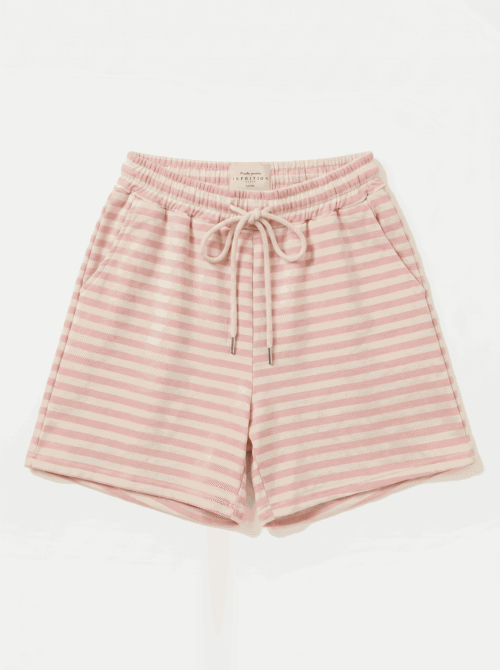 Short en coton ligné - Rose et écru