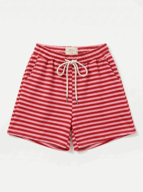 Short en coton ligné - Rose et rouge