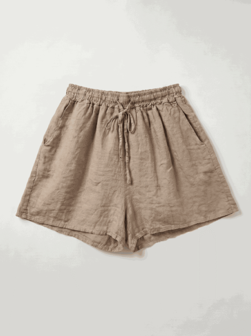 Short en lin - Camel