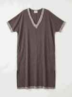 Robe longue en gaz de coton - Brun