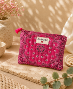 Pochette en coton - J'adore - Bandana Fuchsia