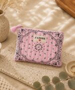Pochette en coton - J'adore - Bandana Rose
