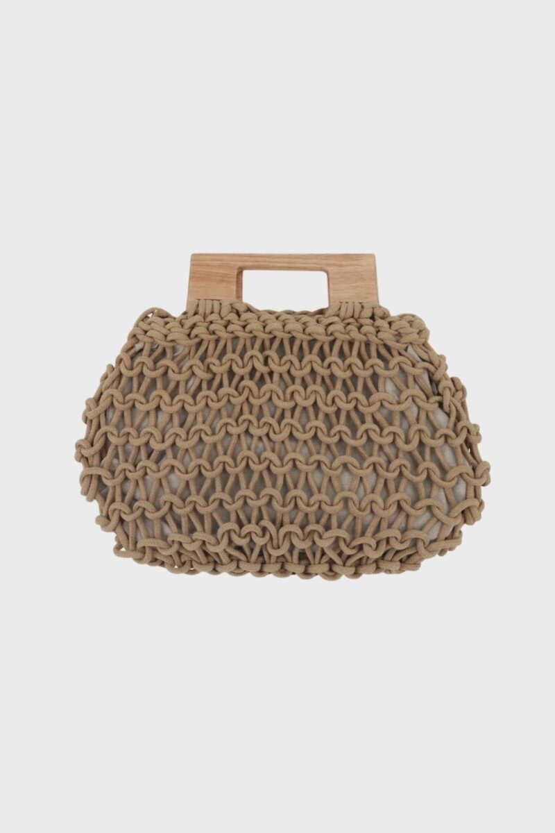 Sac en crochet avec anse en bois - Brun Sac en crochet avec anse en bois - Brun