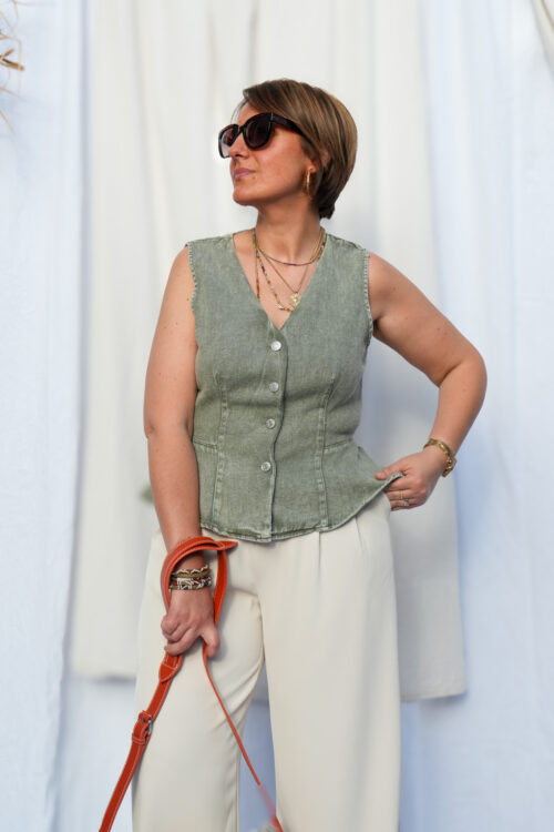 Blouse en jeans - Kaki