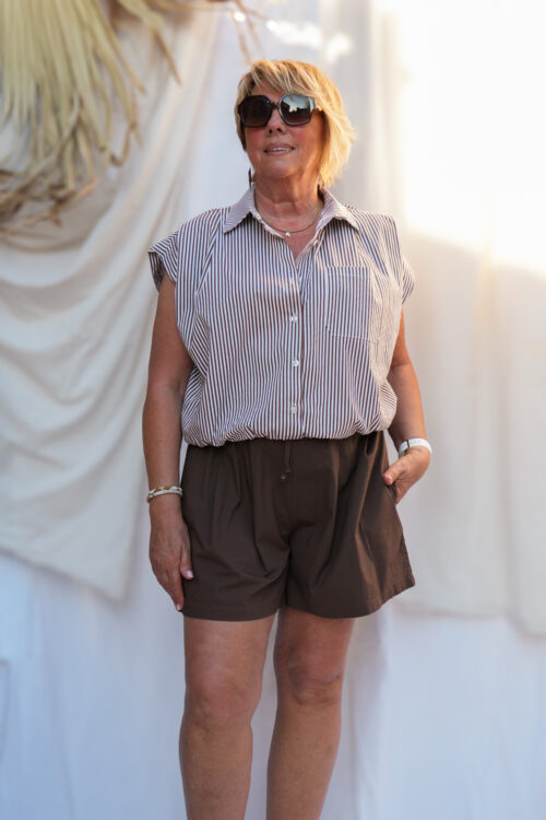 Short en coton - Brun chocolat