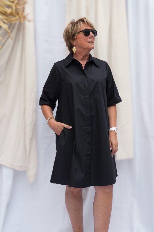 Robe courte en coton glacé - Noir