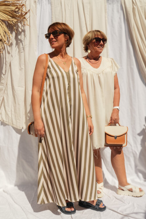 Robe courte lignée - Kaki