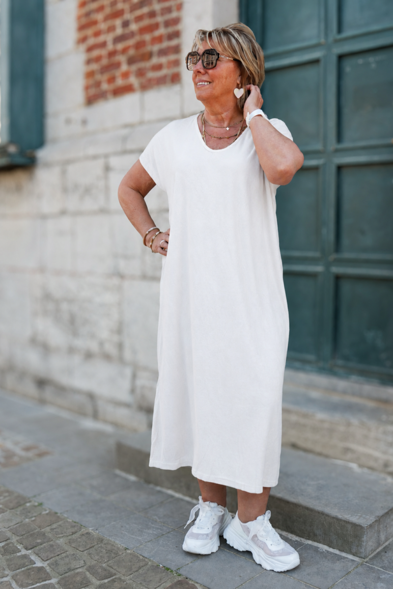 robe en eponge col v erin blanc 01