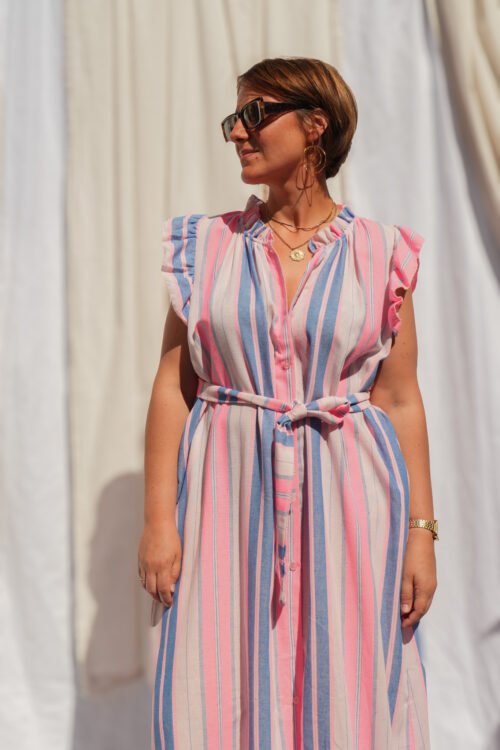 Robe longue à rayures - Lilie - Bleu