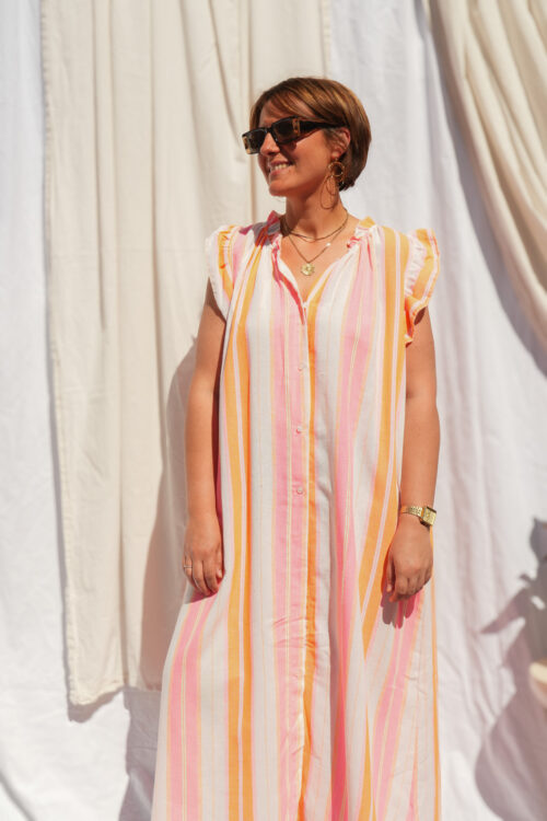 Robe longue à rayures - Lilie - Orange