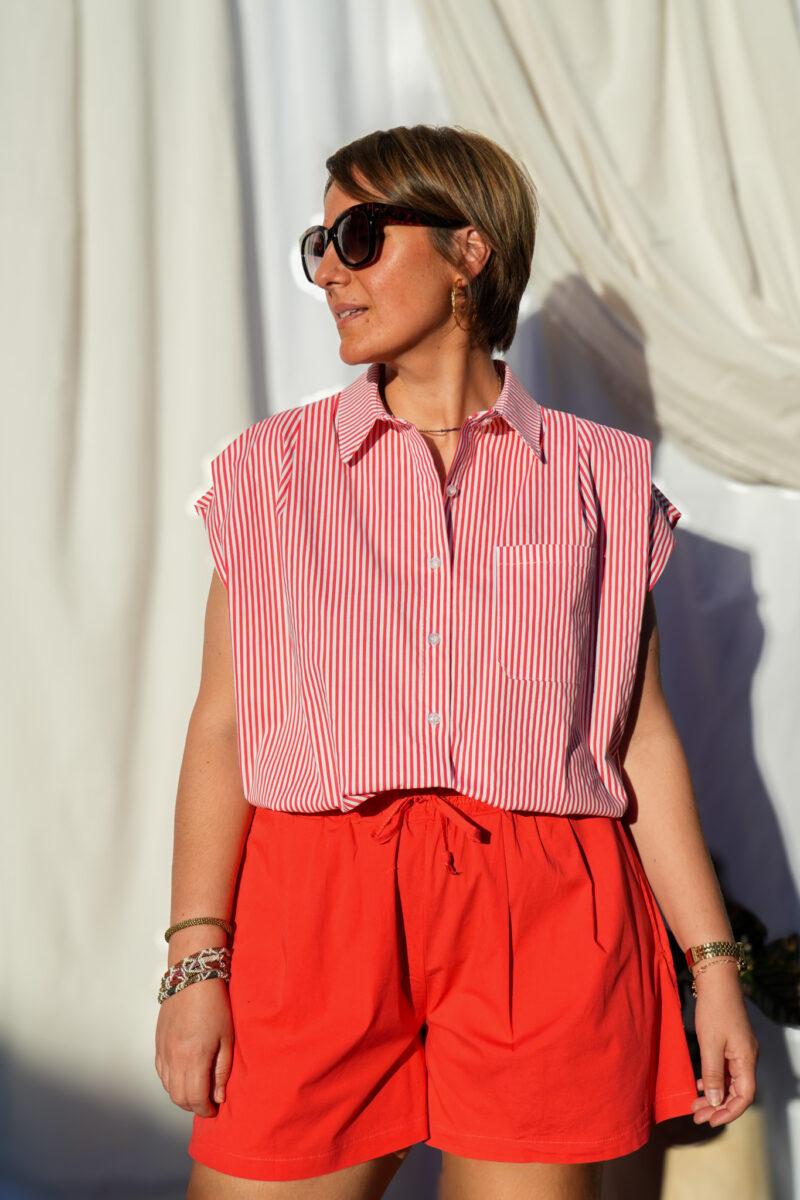 short en coton rouge 04