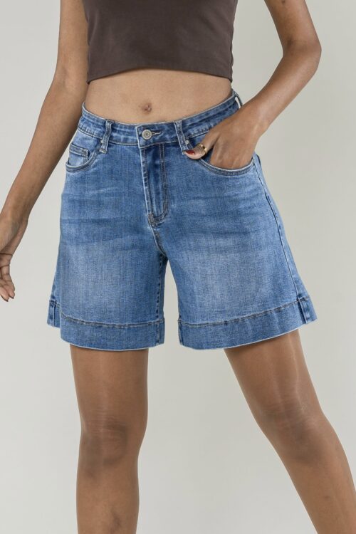 Home 1 Short en jeans large bord - Nina - bleu medium