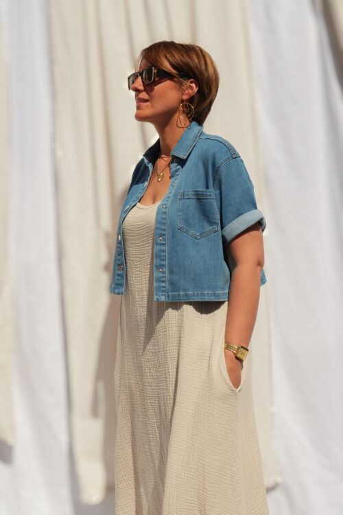 Veste en jeans courte - Maya - bleu moyen