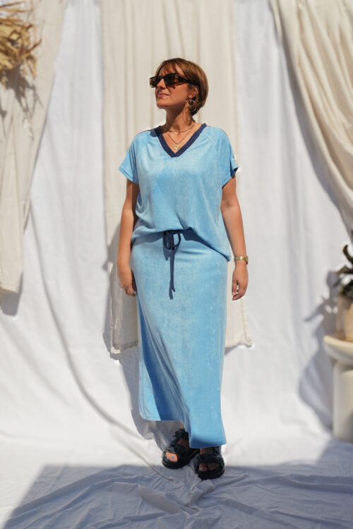 Jupe longue en éponge - Bleu